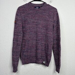 Superdry Sweater Mens‎ M Burgundy Long Sleeve Knit Crew Neck Retro Streetwear